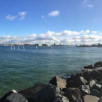 Warnemünde - Blick von Westmole in Richtung Hafen