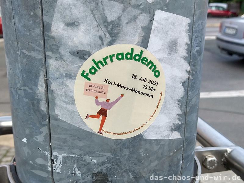 Fahrraddemo in Chemnitz am 18.7.2021