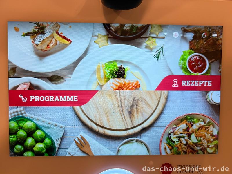 Startbildschirm des Monsieur Cuisine Smart