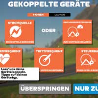 Startbildschirm der Zwift App